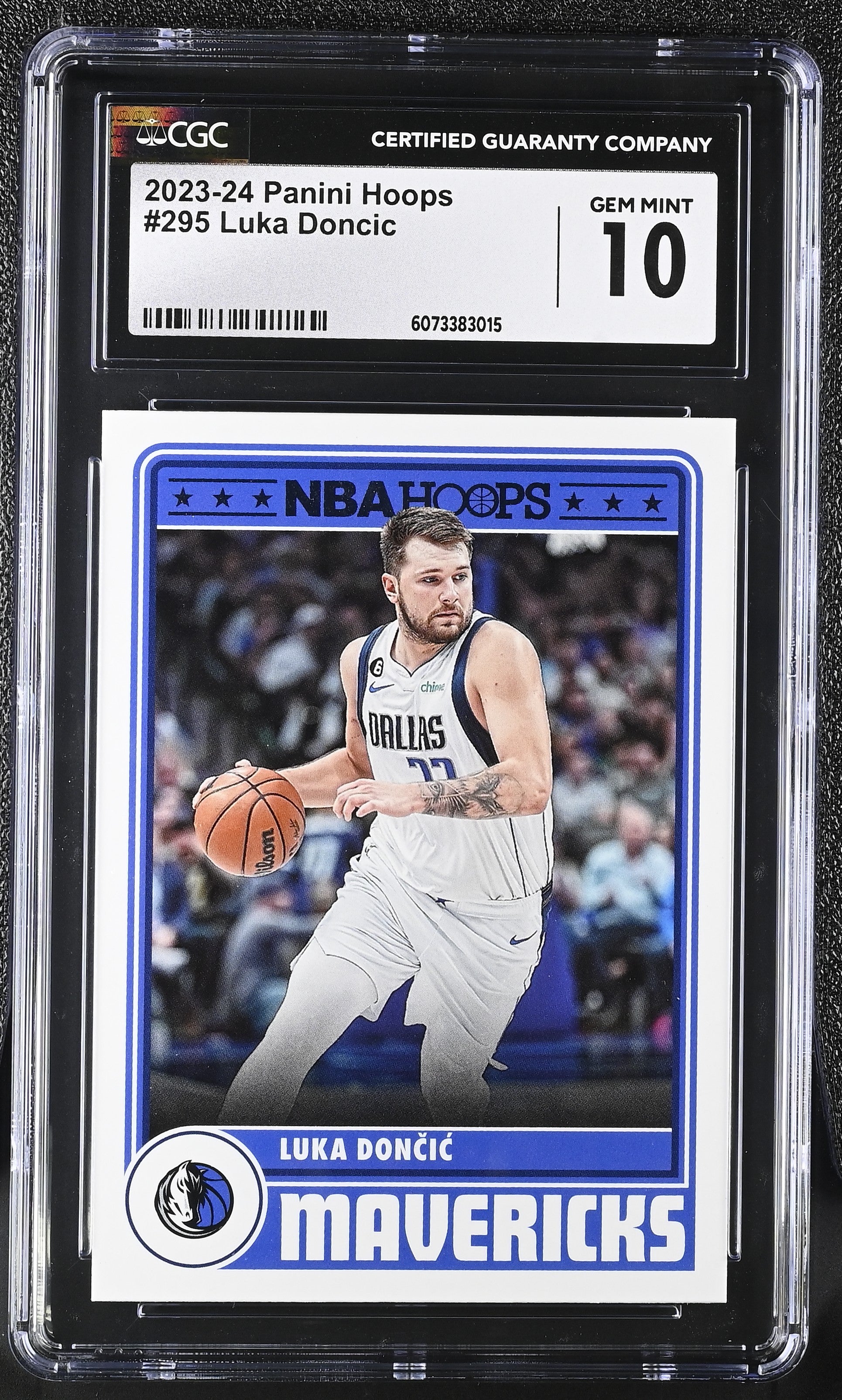 Shop 2023-24 Panini Hoops Luka Dončić #295 – CGC 10 Gem Mint. Stunning Dallas Mavericks card of the NBA superstar in flawless condition.