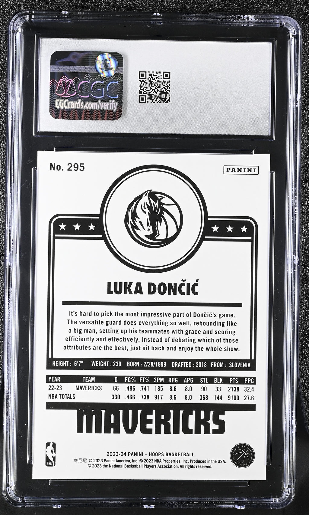 2023-24 Panini Hoops Luka Dončić #295 – CGC 10 Gem Mint – Dallas Mavericks