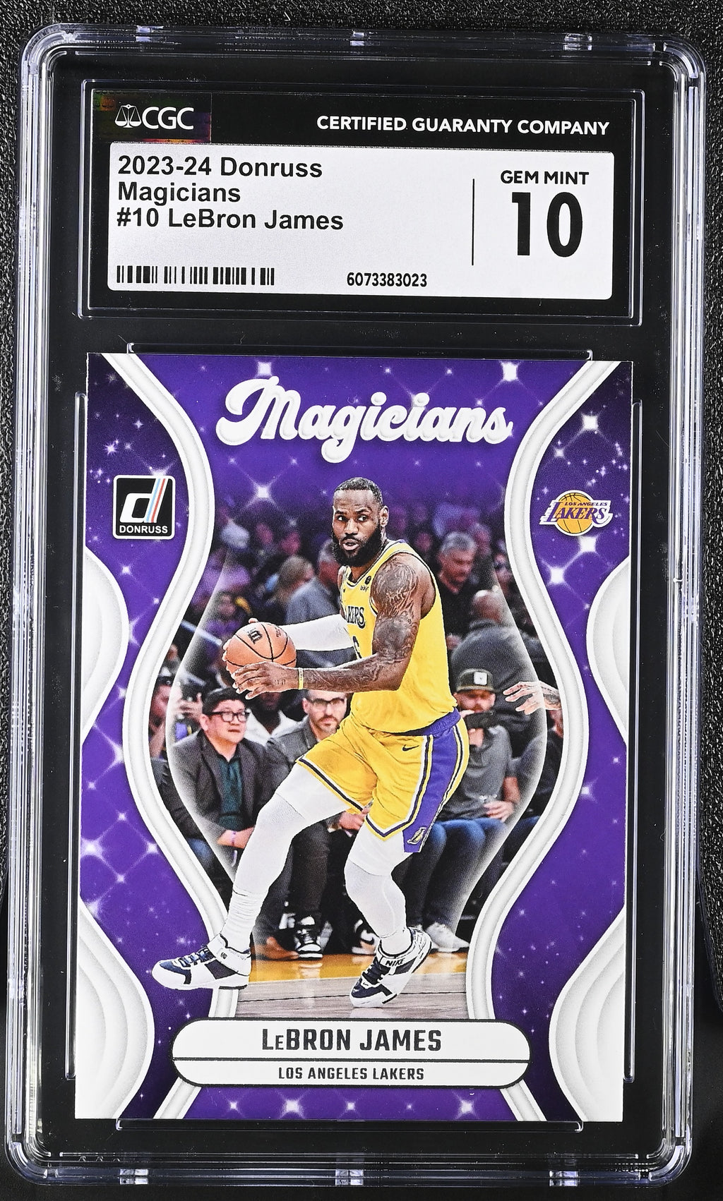 Shop 2023-24 Donruss Magicians LeBron James #10 – CGC 10 Gem Mint. Unique insert of the King in flawless slabbed condition.