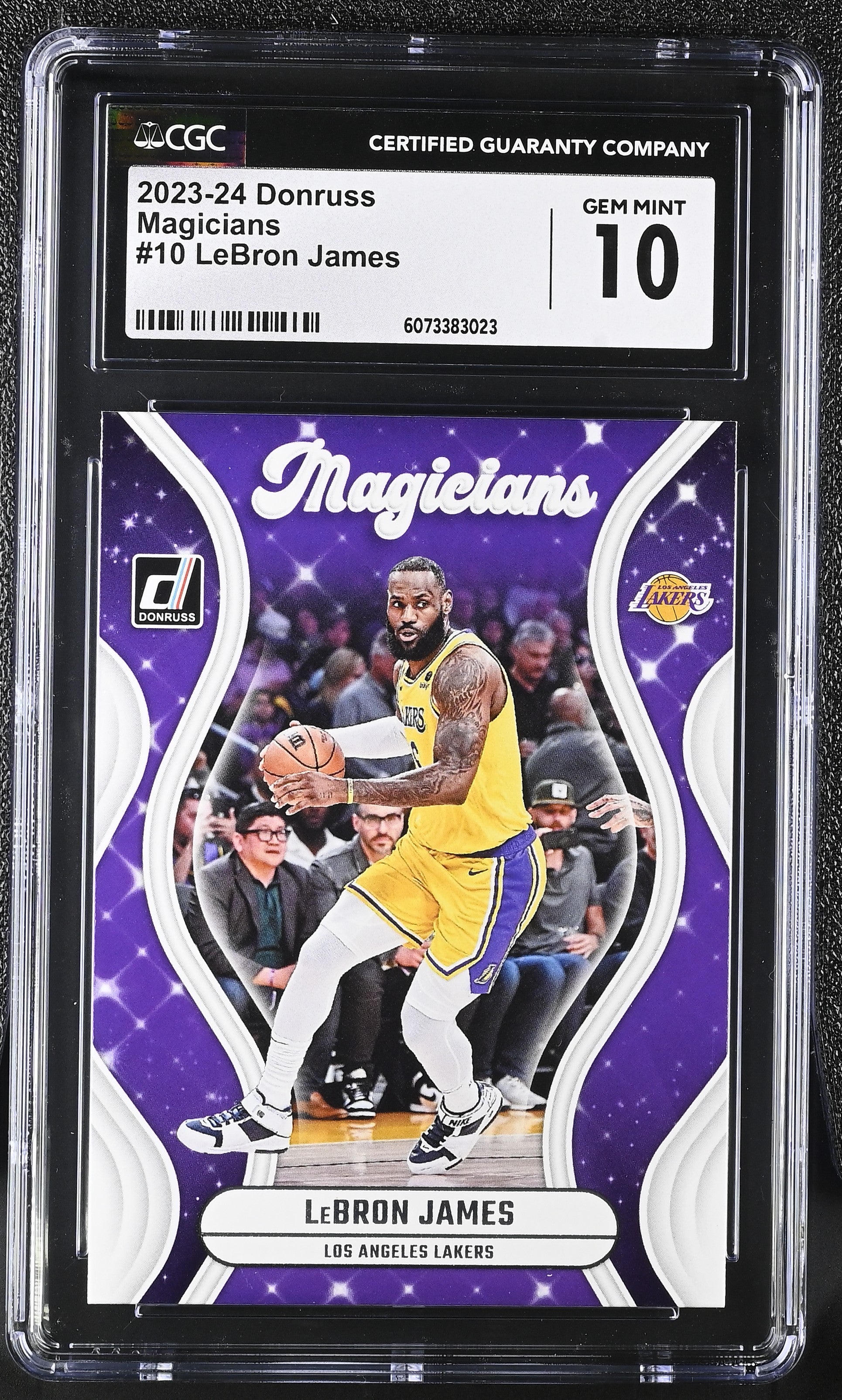 Shop 2023-24 Donruss Magicians LeBron James #10 – CGC 10 Gem Mint. Unique insert of the King in flawless slabbed condition.
