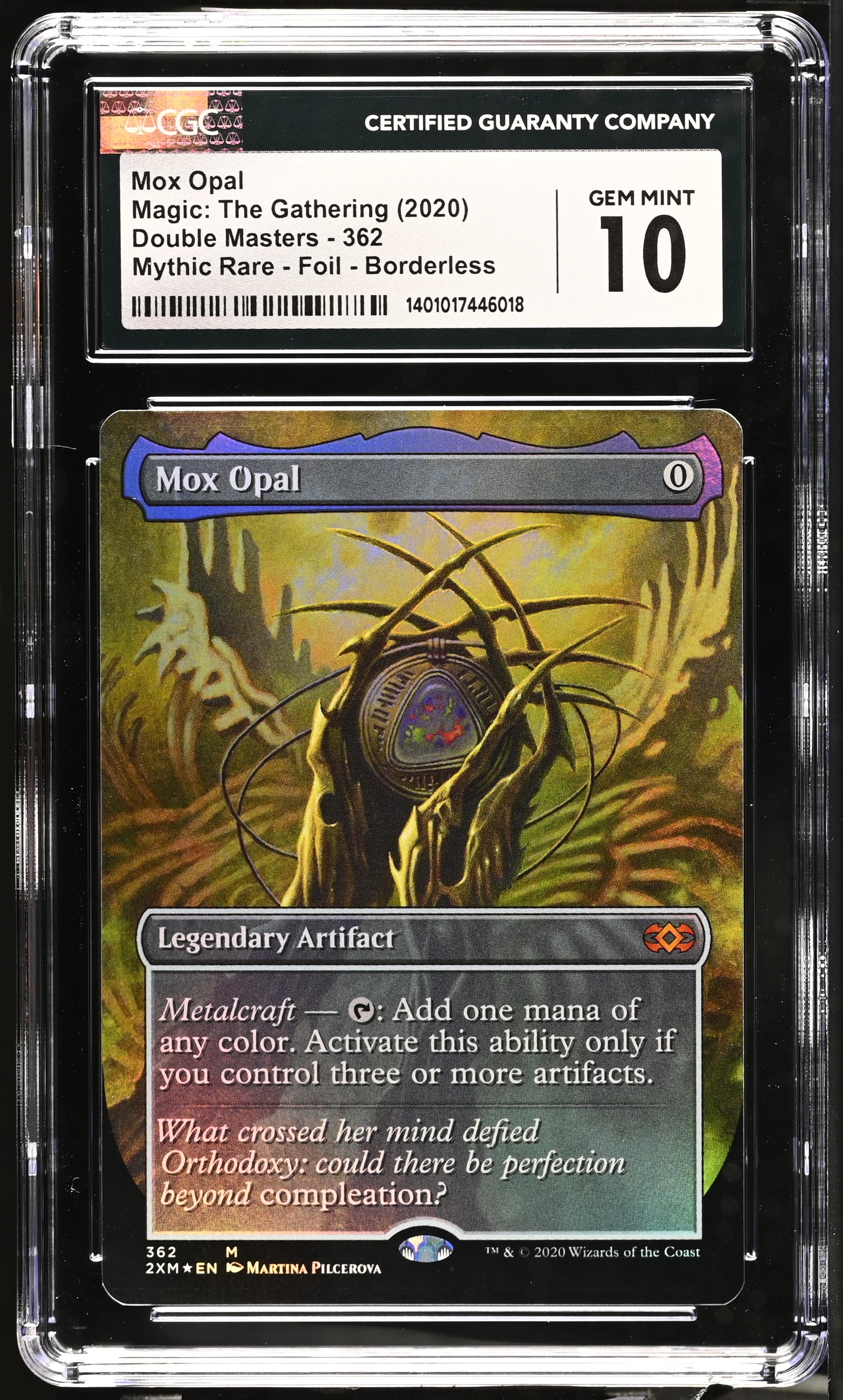 2020 MTG Double Masters — Mox Opal #362 (Borderless Foil) — CGC 10