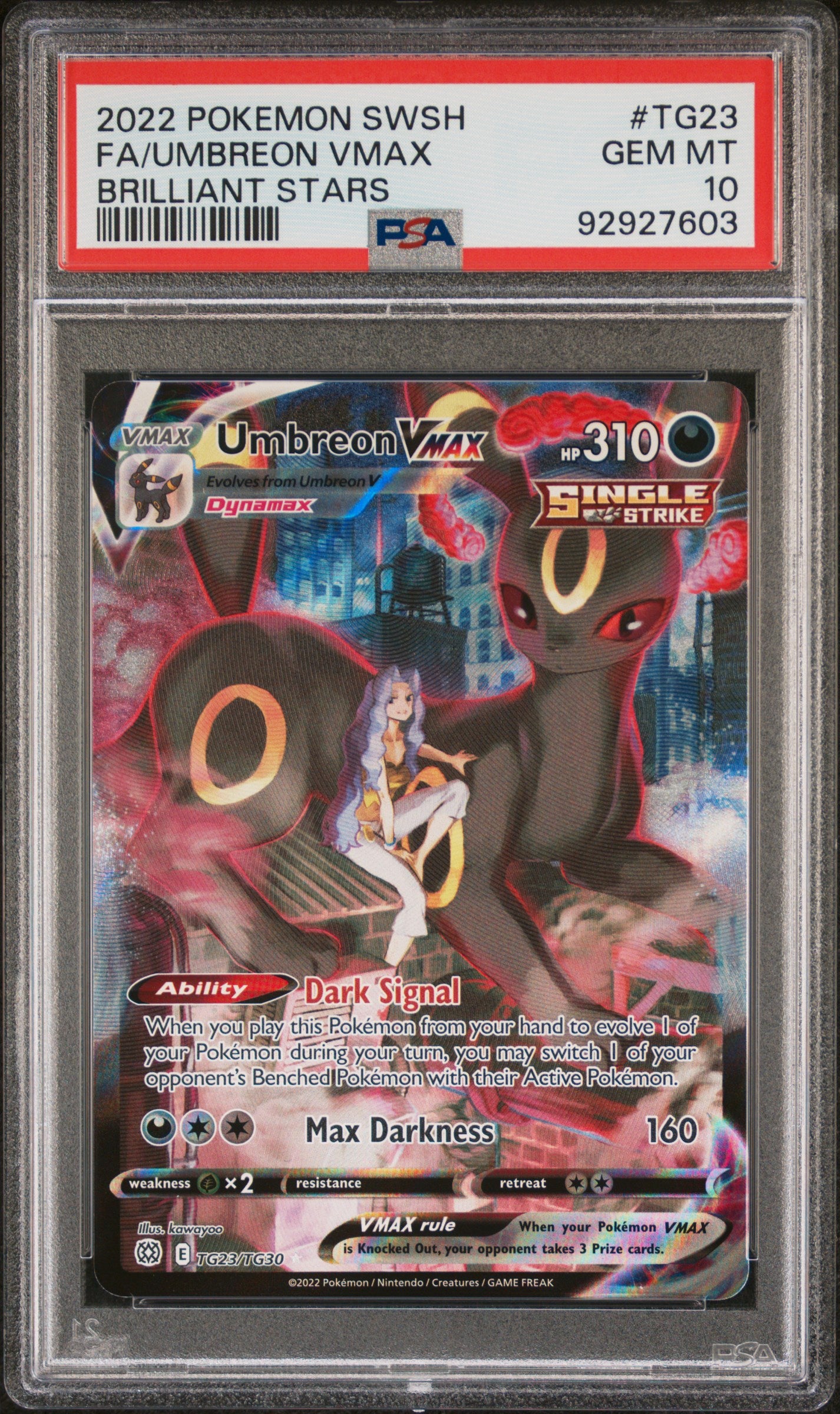 2022 Pokémon Brilliant Stars Umbreon VMAX #TG23 Trainer Gallery – PSA 10 Gem Mint