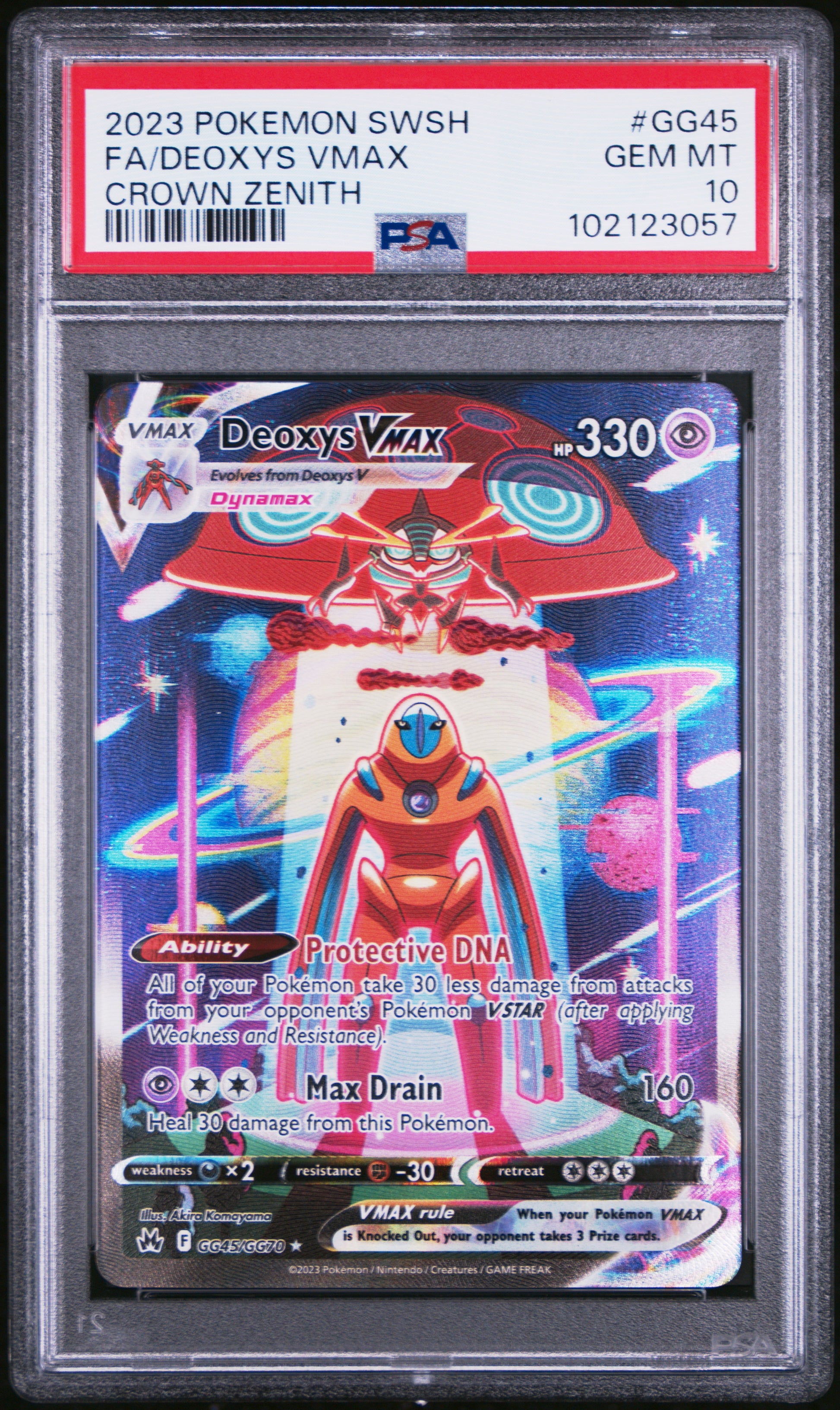 2023 Pokémon Crown Zenith Deoxys VMAX #GG45 Galarian Gallery Full Art – PSA 10 Gem Mint