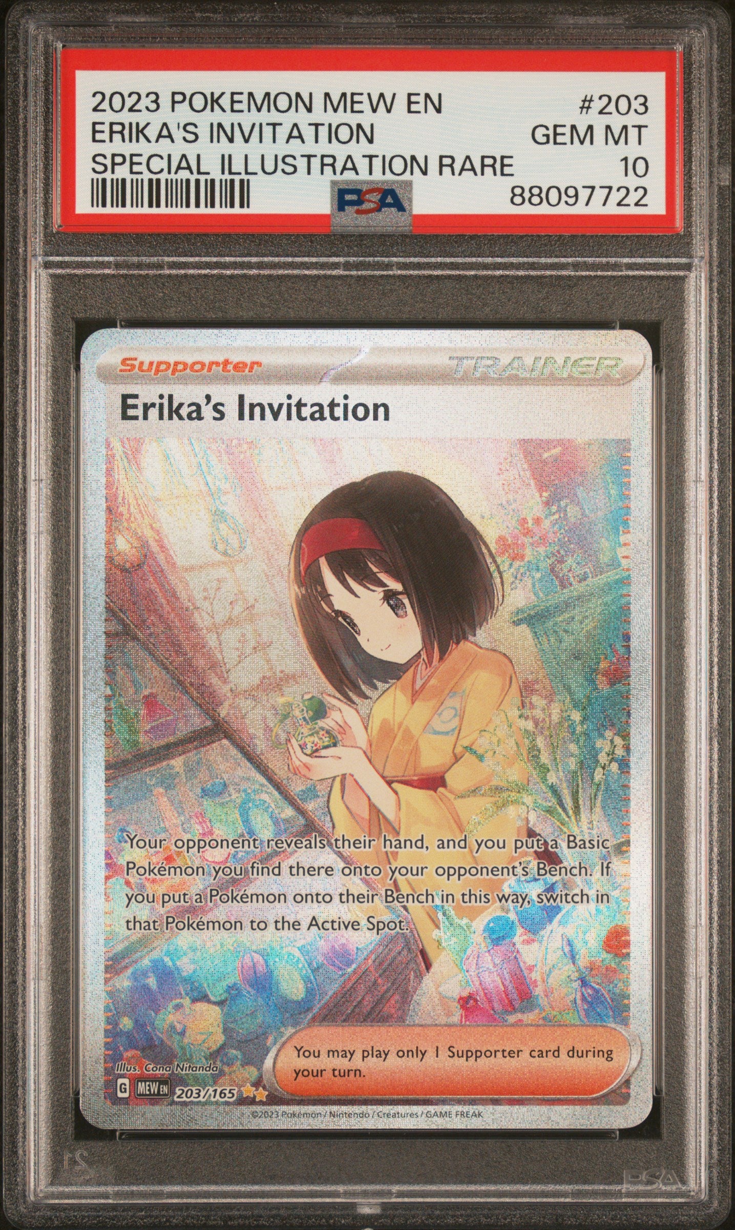 2023 Pokémon Erika’s Invitation #203 EN‑151 Special Illustration Rare – PSA 10 Gem Mint