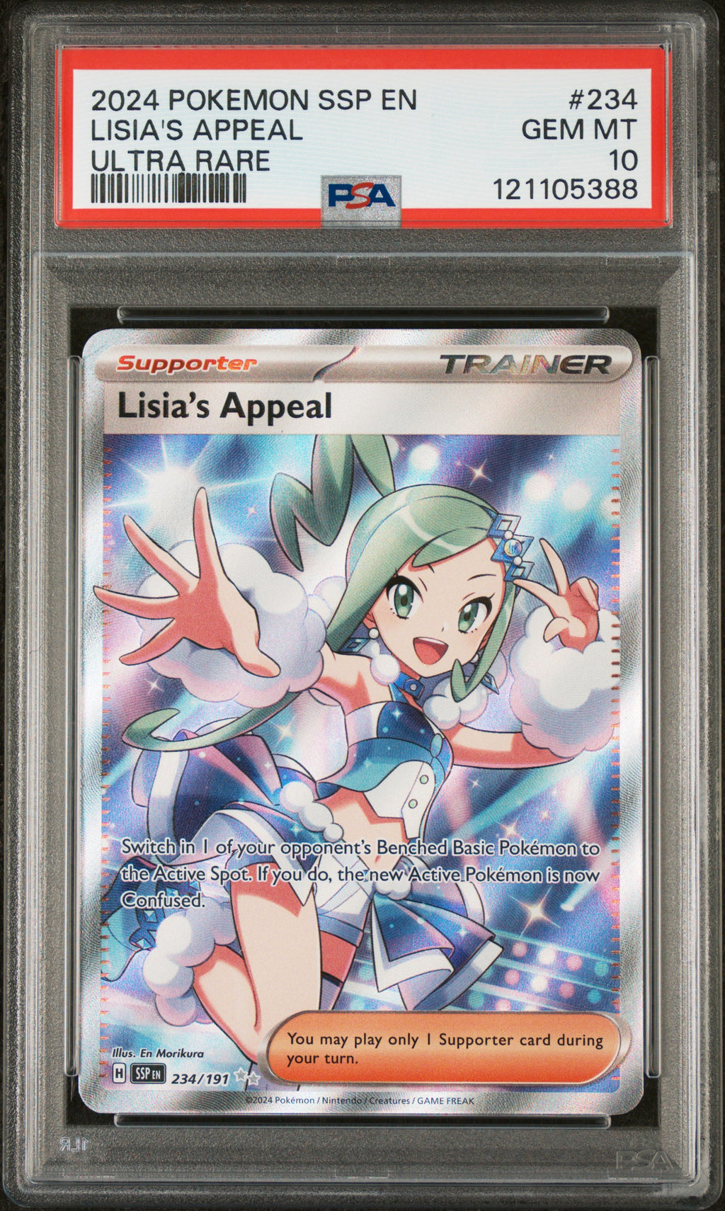2024 Pokémon Surging Sparks Lisia’s Appeal #234 Ultra Rare – PSA 10 Gem Mint