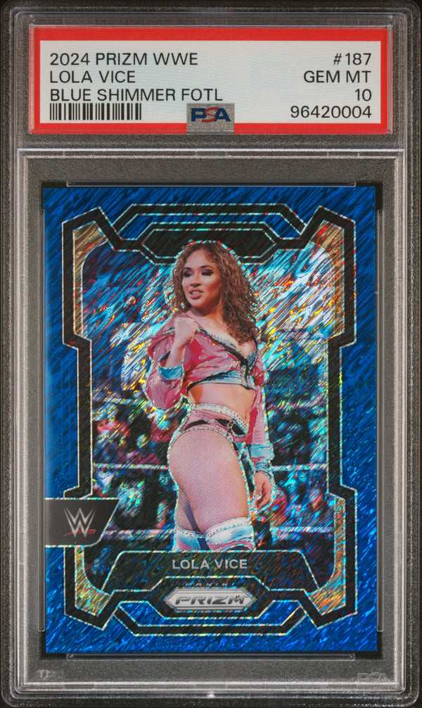 2024 PANINI PRIZM WWE LOLA VICE BLUE SHIMMER FOTL PSA 10