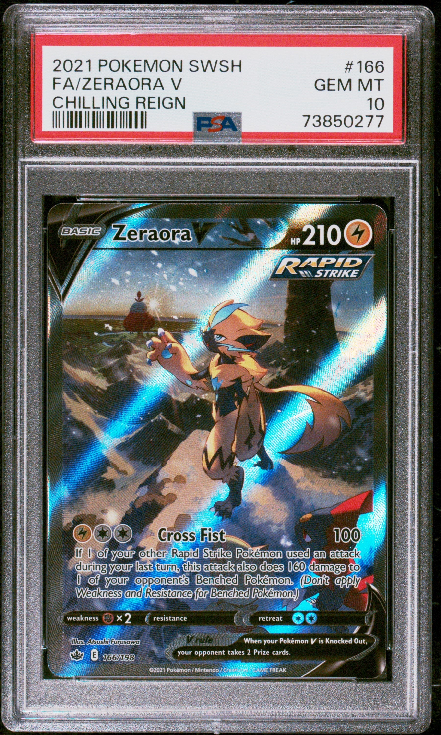 2021 Pokémon Chilling Reign Zeraora V #166 Full Art – PSA 10 Gem Mint