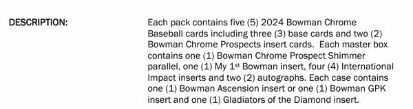 2024 Bowman Chrome Baseball Hobby Box