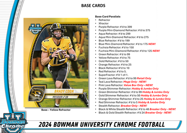 2024 Bowman University Chrome Football Hobby Box (Presell 11/24)