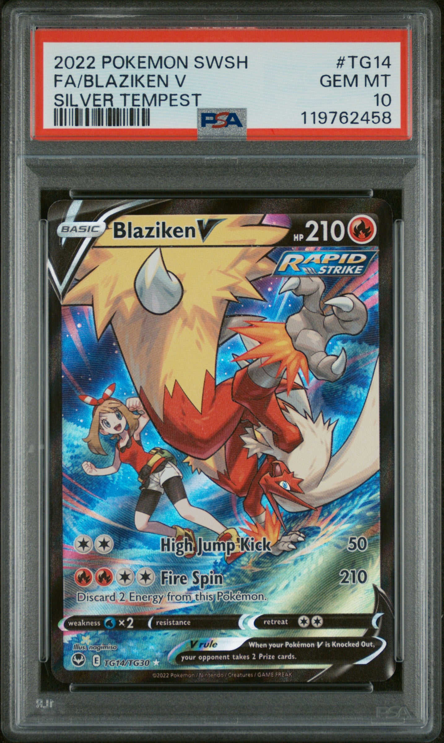 2022 Pokémon Silver Tempest Blaziken V TG14 Trainer Gallery – PSA 10 Gem Mint