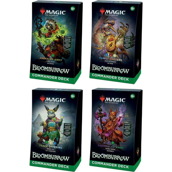 Magic: The Gathering Bloomburrow Commander Deck Bundle - Includes All 4 Decks (Animated Army, Family Matters, Peace Offering, and Squirreled Away)