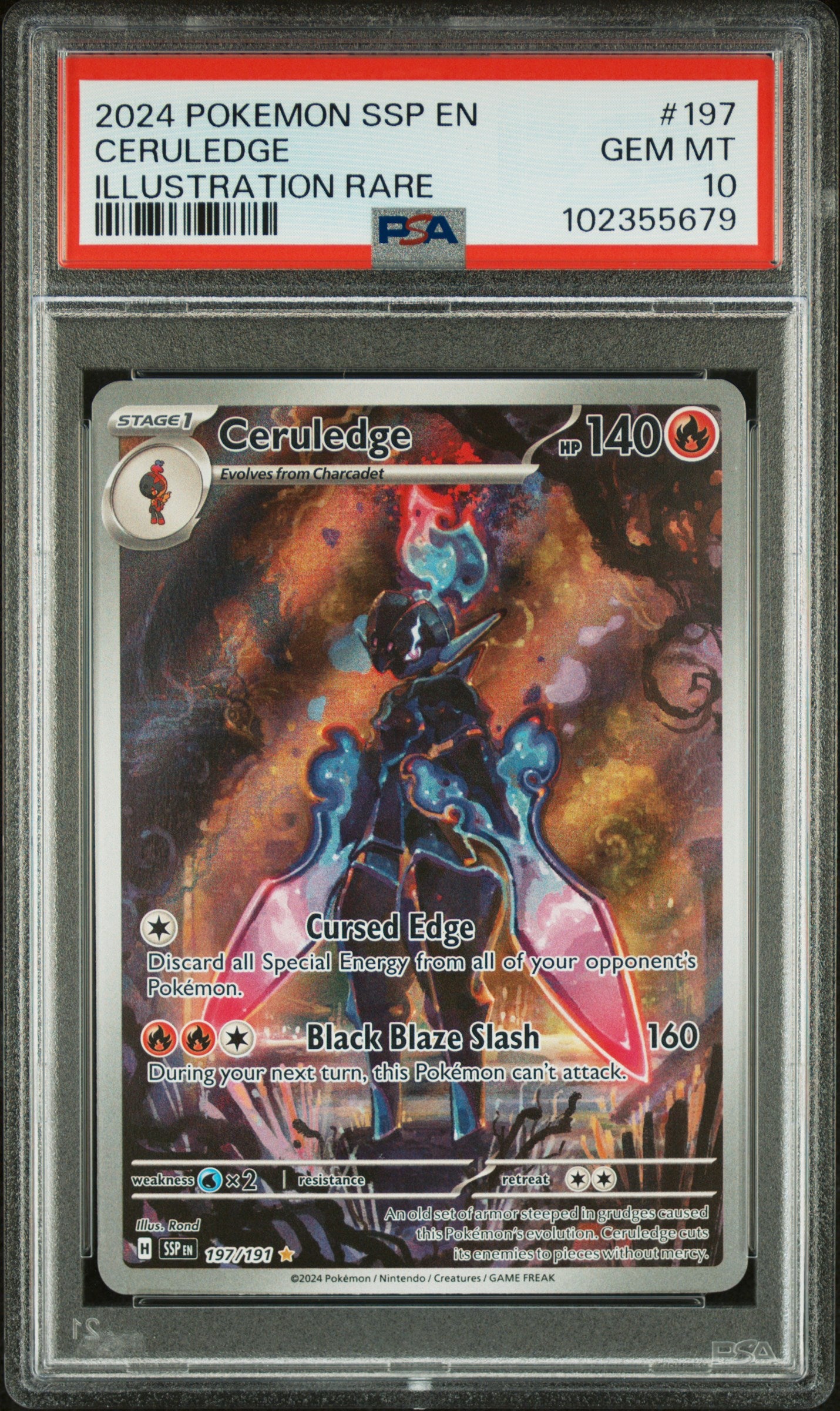 2024 Pokémon Surging Sparks Ceruledge Illustration Rare #197 – PSA 10 Gem Mint