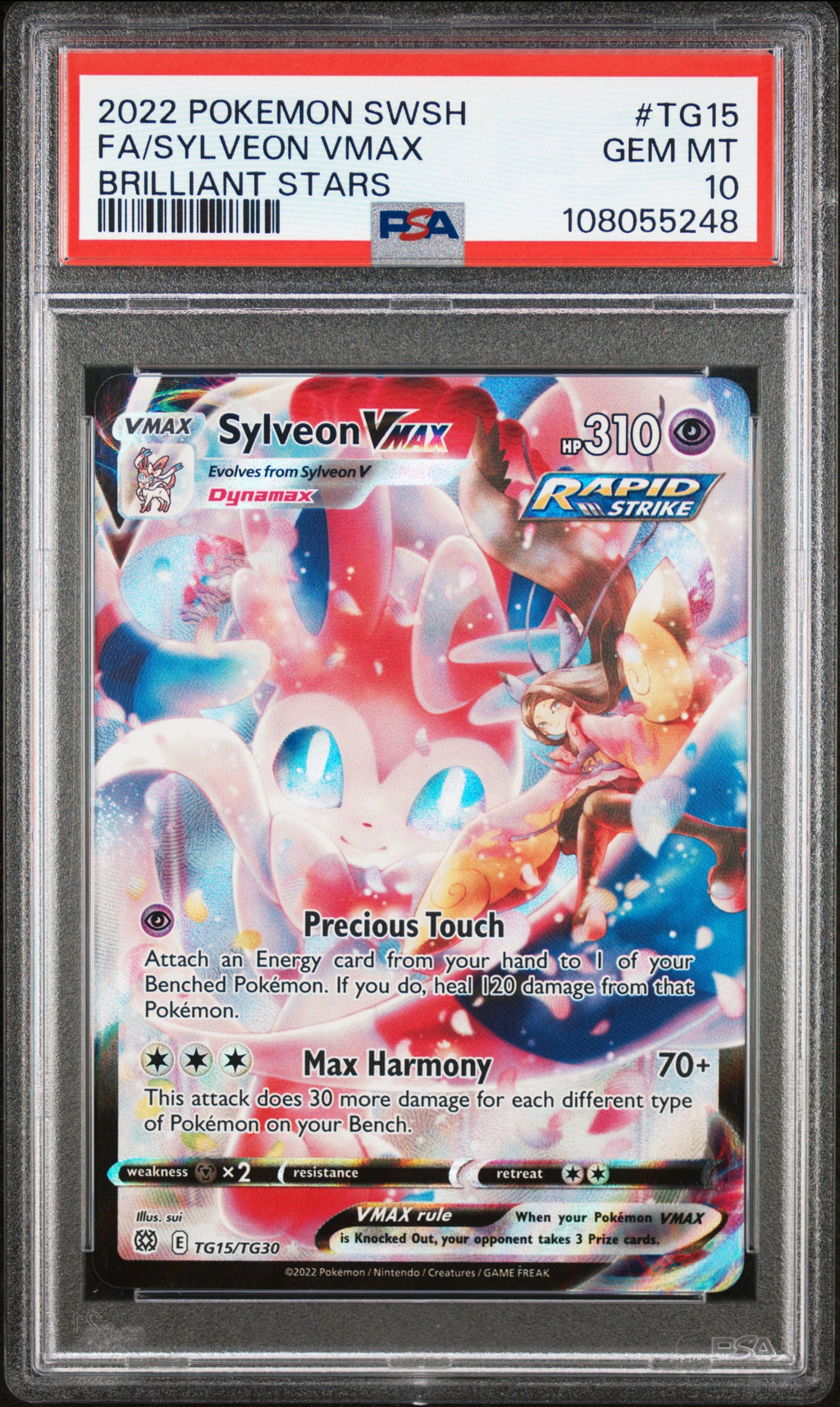 2022 Pokémon Brilliant Stars Sylveon VMAX TG15 Trainer Gallery – PSA 10 Gem Mint