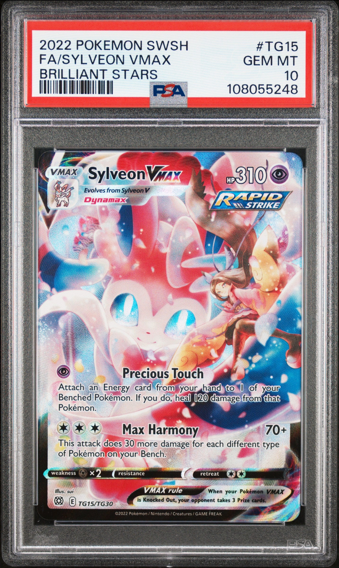 2022 Pokémon Brilliant Stars Sylveon VMAX TG15 Trainer Gallery – PSA 10 Gem Mint