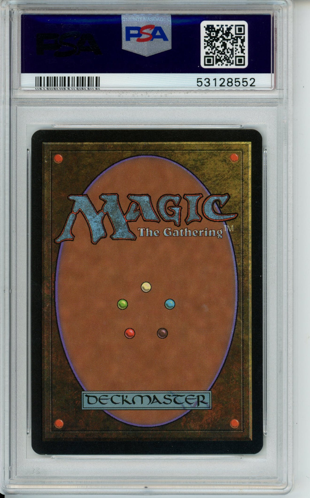 Trading card from 'Magic: The Gathering' with a PSA grading label on top.
