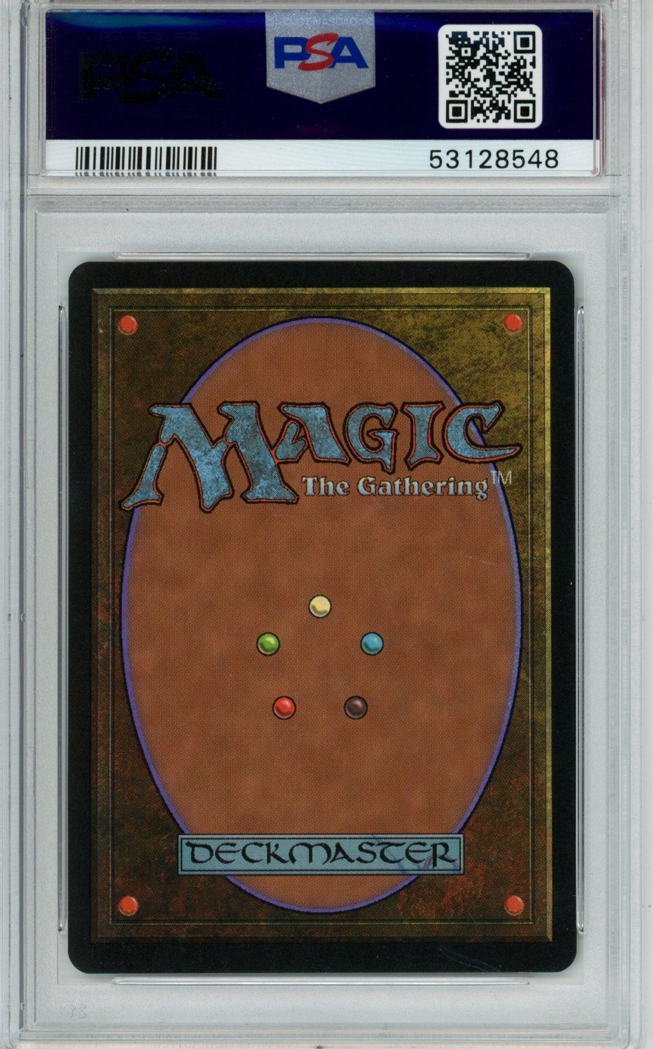 Trading card from 'Magic: The Gathering' with a PSA grading label on top.