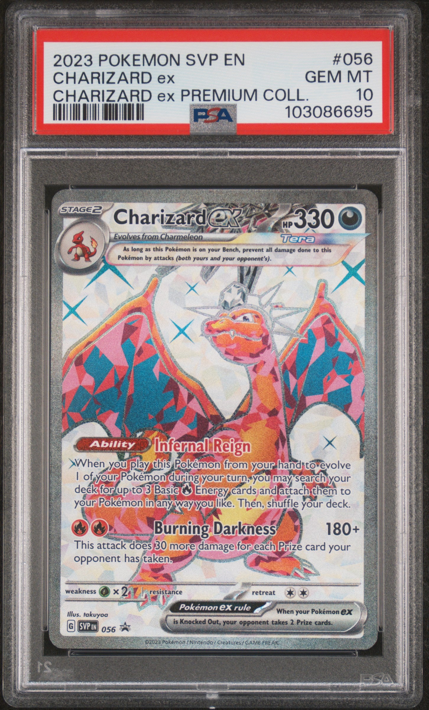 2023 Pokémon Charizard ex #056 – Premium Collection Black Star Promo – PSA 10 Gem Mint