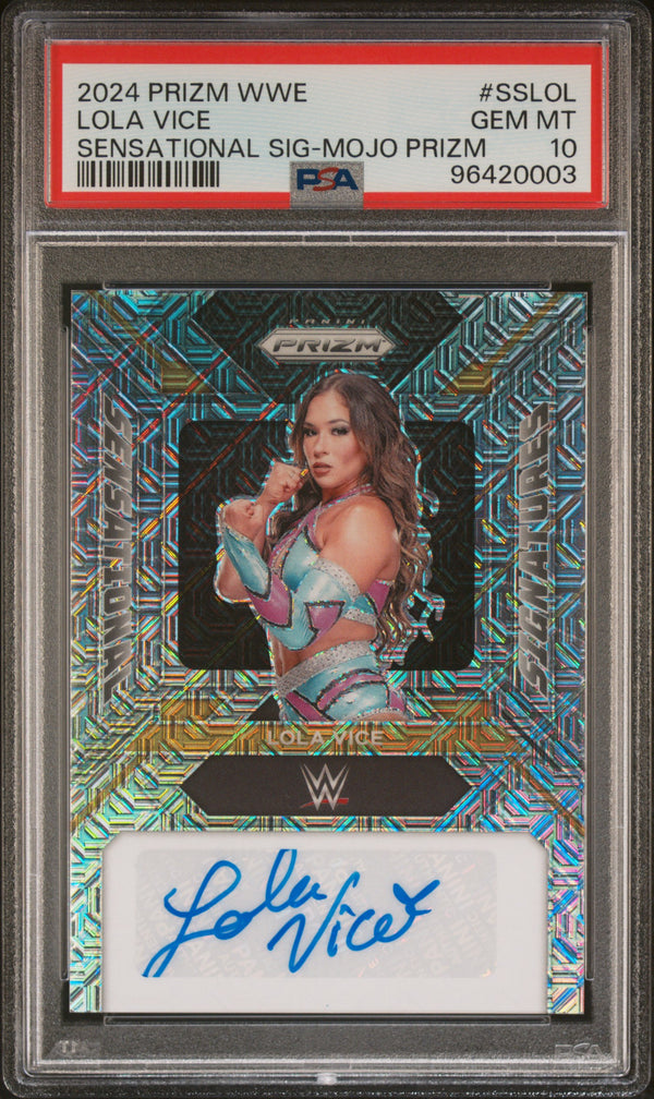 PANINI PRIZM WWE SENSATIONAL SIGNATURES LOLA VICE MOJO PRIZM PSA 10