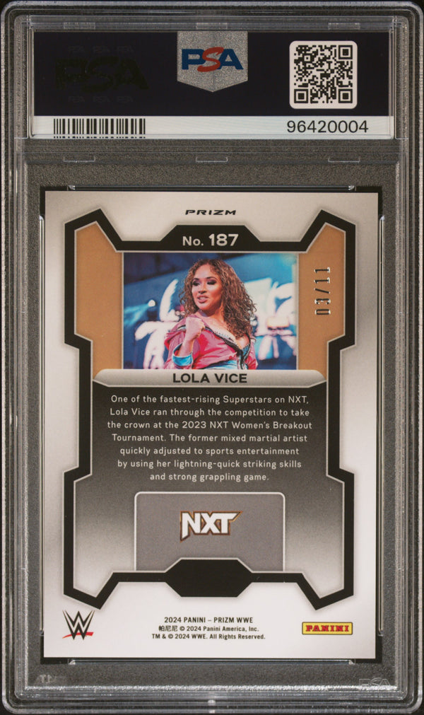 2024 PANINI PRIZM WWE LOLA VICE BLUE SHIMMER FOTL PSA 10