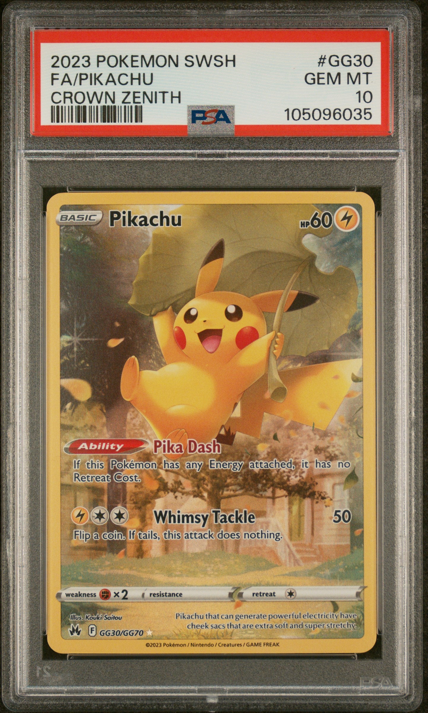 2023 Pokémon Crown Zenith Pikachu #GG30 Galarian Gallery Full Art – PSA 10 Gem Mint