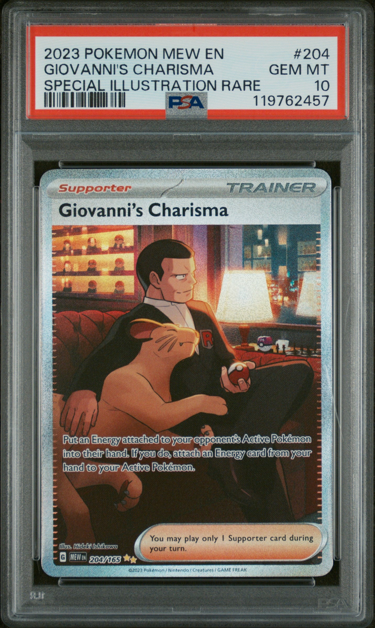 2023 Pokémon Giovanni’s Charisma #204 Mew EN-151 Special Illustration Rare – PSA 10 Gem Mint