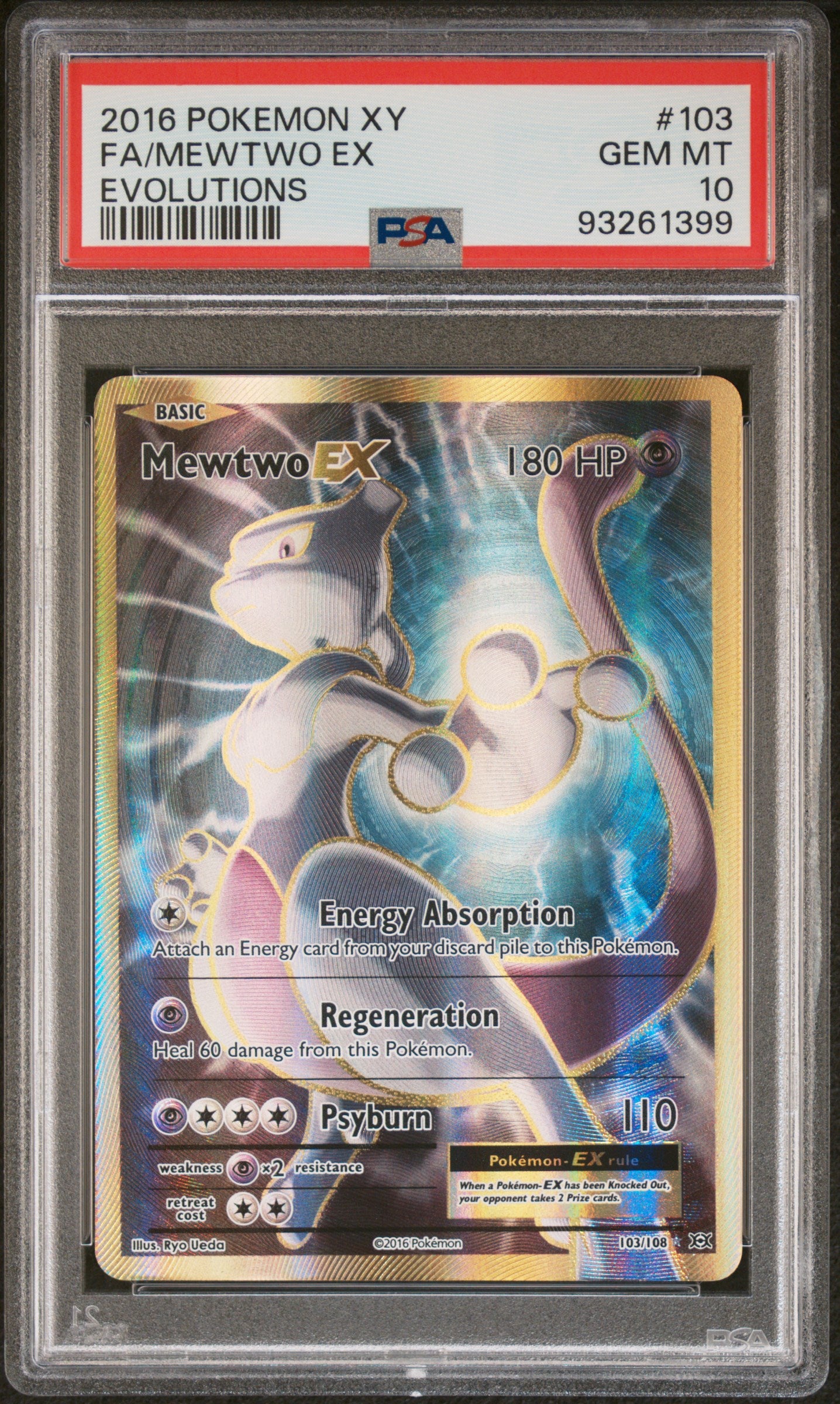 2016 Pokémon XY Evolutions Mewtwo EX Full Art #103 – PSA 10 Gem Mint