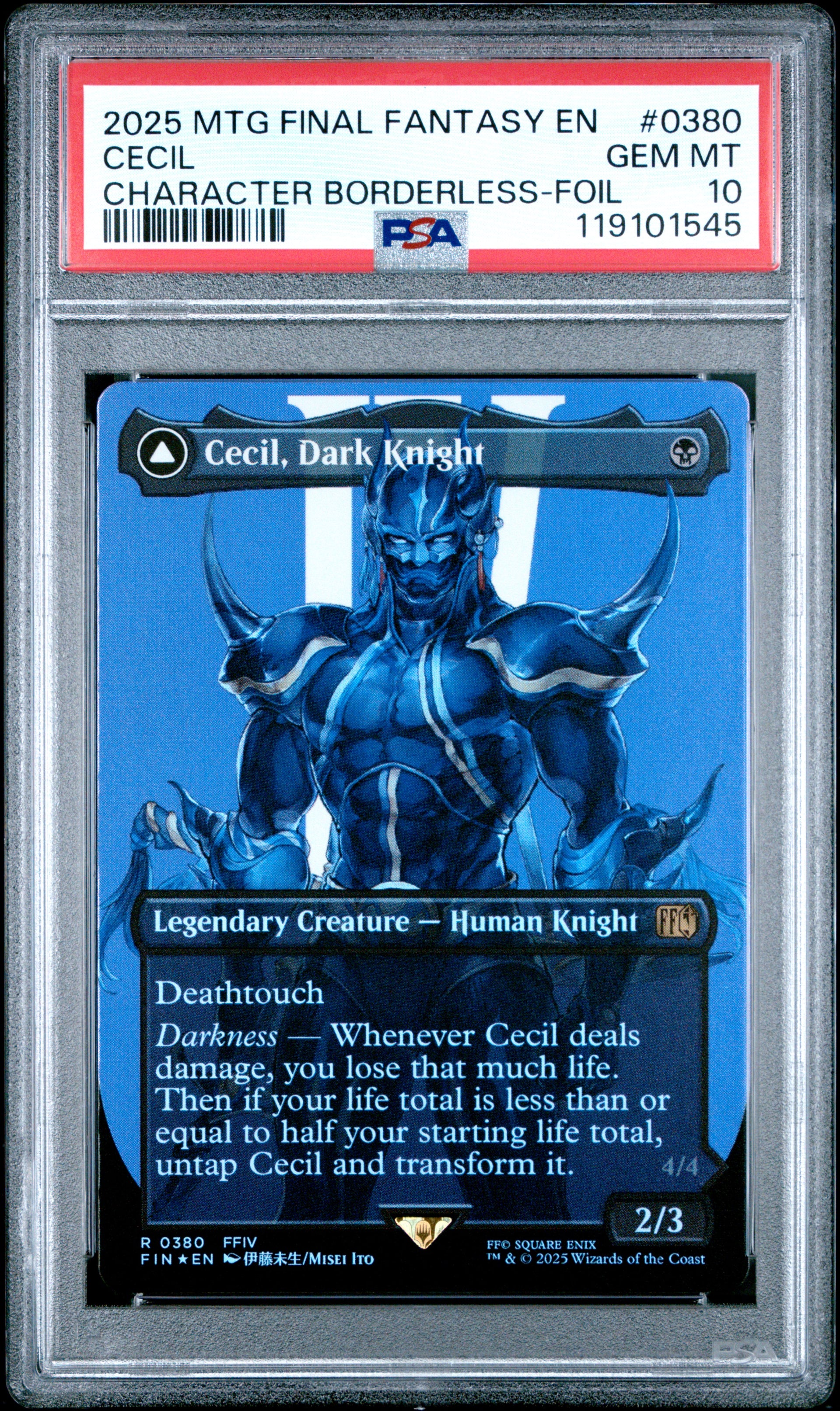 2025 MTG Final Fantasy Cecil, Dark Knight #0380 – Character Borderless Foil  – PSA 10