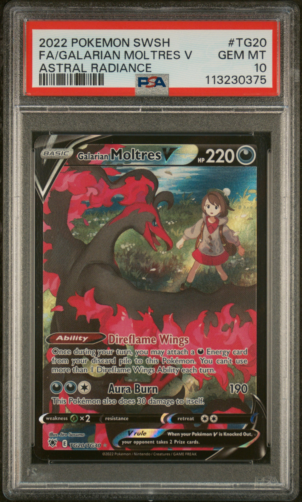 2022 Pokémon Astral Radiance Galarian Moltres V TG20 Trainer Gallery – PSA 10 Gem Mint