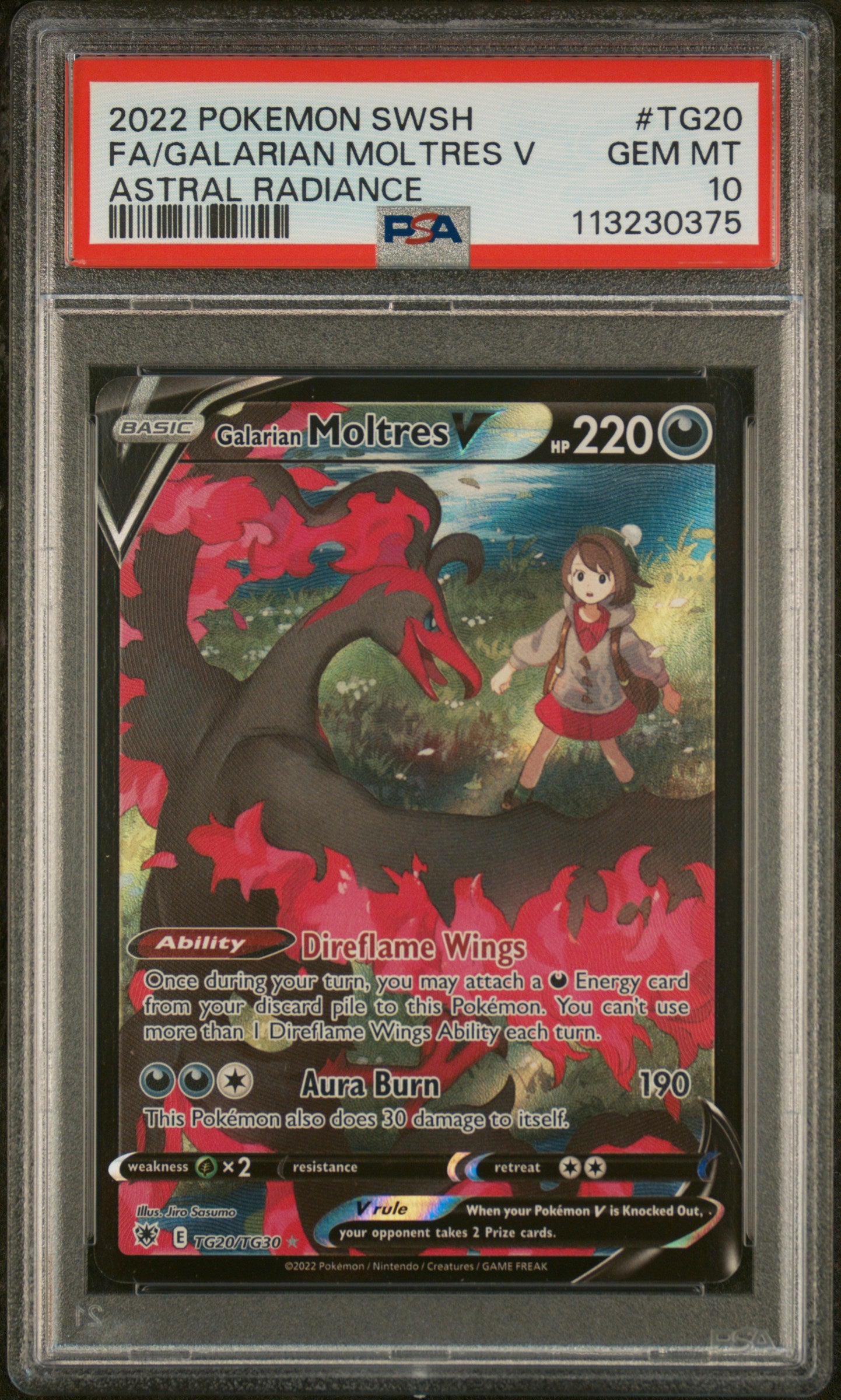 2022 Pokémon Astral Radiance Galarian Moltres V TG20 Trainer Gallery – PSA 10 Gem Mint